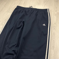 VINTAGE Y2K ADIDAS SIDE STRIPE WIDE LEG TRACKSUIT BOTTOMS NAVY