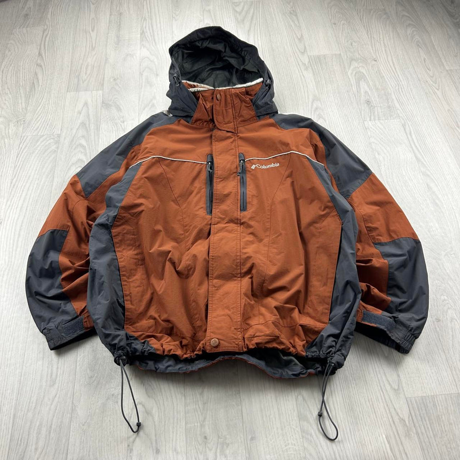 VINTAGE Y2K COLUMBIA TECHNICAL UTILITY JACKET ORANGE / GREY
