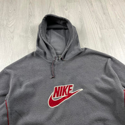 VINTAGE Y2K NIKE SPELL OUT FLEECE HOODIE GREY