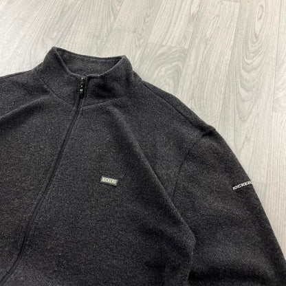 VINTAGE Y2K KICKERS CHUNKY QUARTER ZIP KNITTED JUMPER GREY (XL)