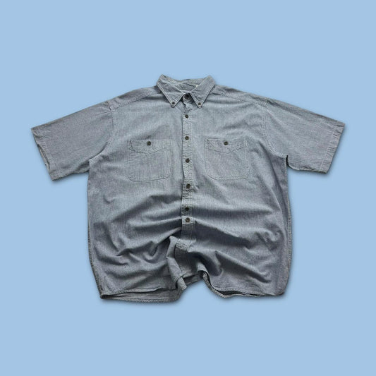 VINTAGE Y2K L L BEAN PATTERN SHORT SLEEVE BUTTON UP SHIRT NAVY