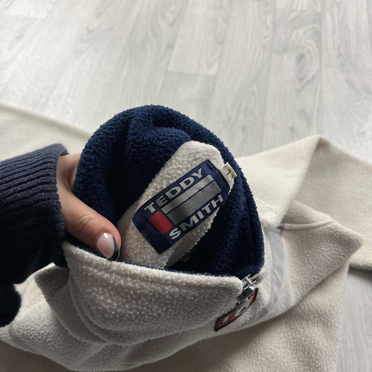 VINTAGE Y2K TEDDY SMITH QUARTER ZIP FLEECE SWEATSHIRT CREAM