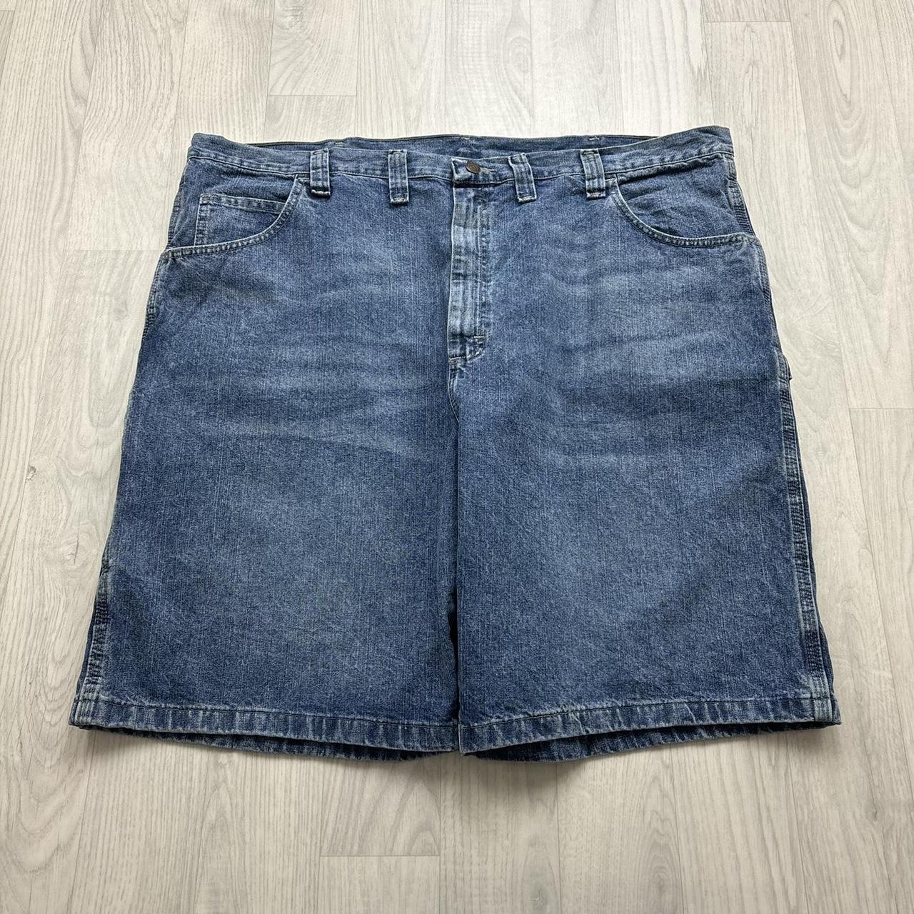 VINTAGE 00s WRANGLER BAGGY LOOSE CARPENTER JORTS BLUE