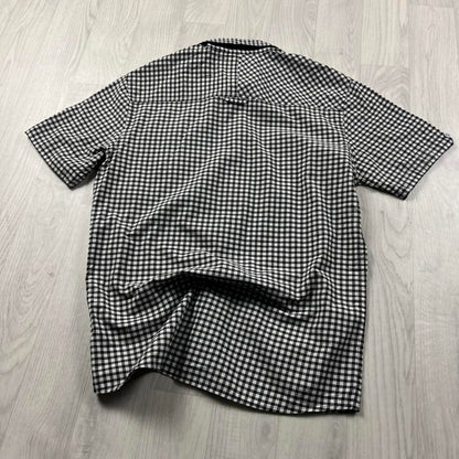 VINTAGE Y2K BILLABONG GINGHAM SHORT SLEEVE SHIRT BLACK WHITE