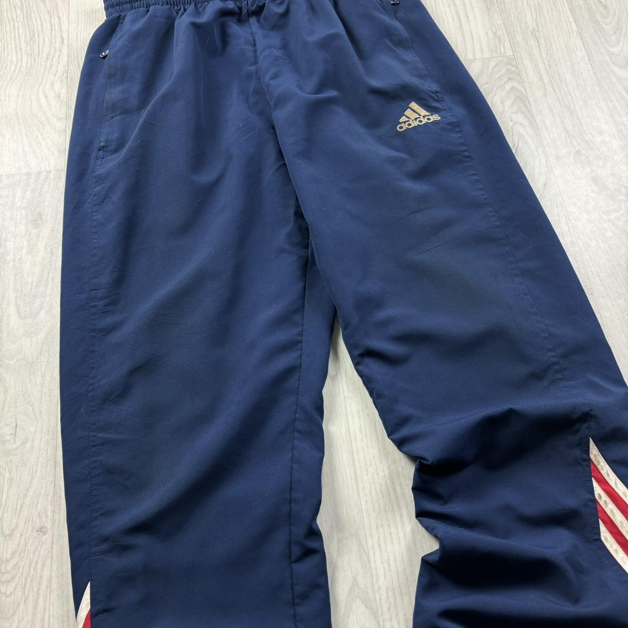 VINTAGE Y2K ADIDAS BAGGY TRACKSUIT BOTTOMS NAVY BLUE