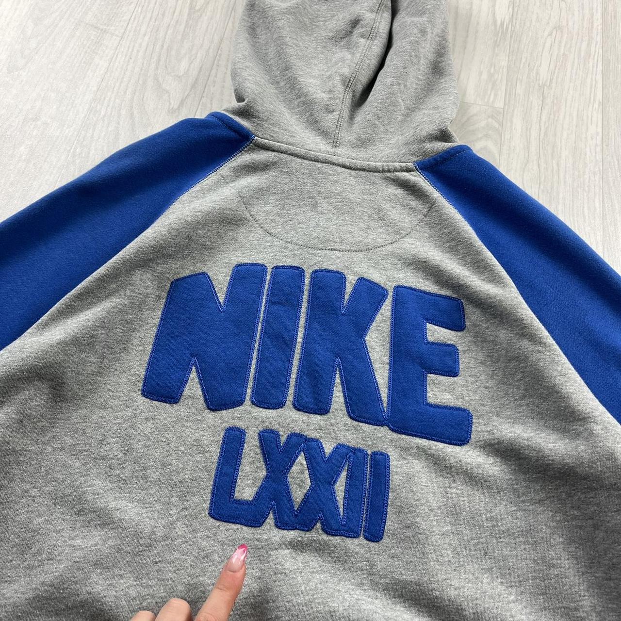 VINTAGE Y2K NIKE GRAPHIC HOODIE GREY BLUE