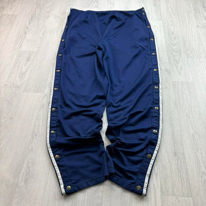 VINTAGE 90s ADIDAS BAGGY POPPER TRACKSUIT BOTTOMS NAVY