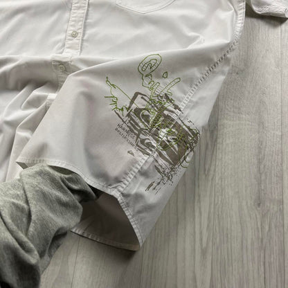 VINTAGE Y2K QUIKSILVER GRAPHIC SHORT SLEEVE SHIRT WHITE