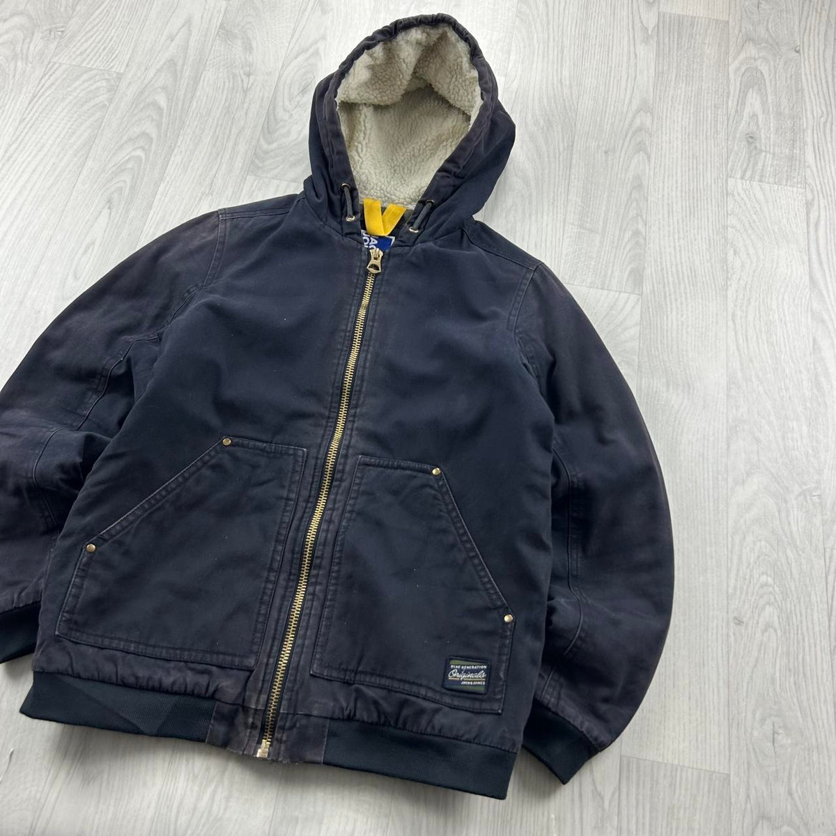 JACK AND JONES HOODED WORKWEAR BOMBER JACKET NAVY