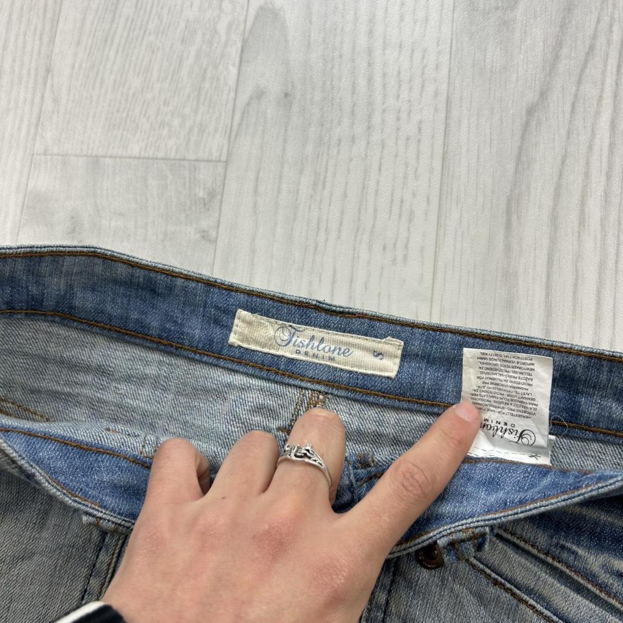 VINTAGE Y2K FISHBONE DENIM MINI SKIRT LIGHT BLUE