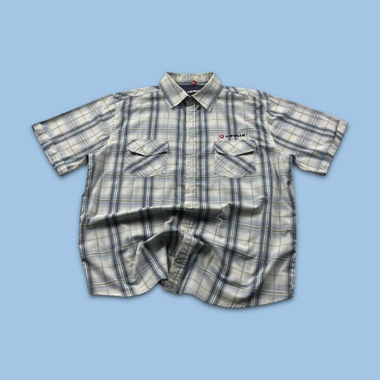 VINTAGE Y2K AIRWALK CHECKERED SHORT SLEEVE SHIRT WHITE
