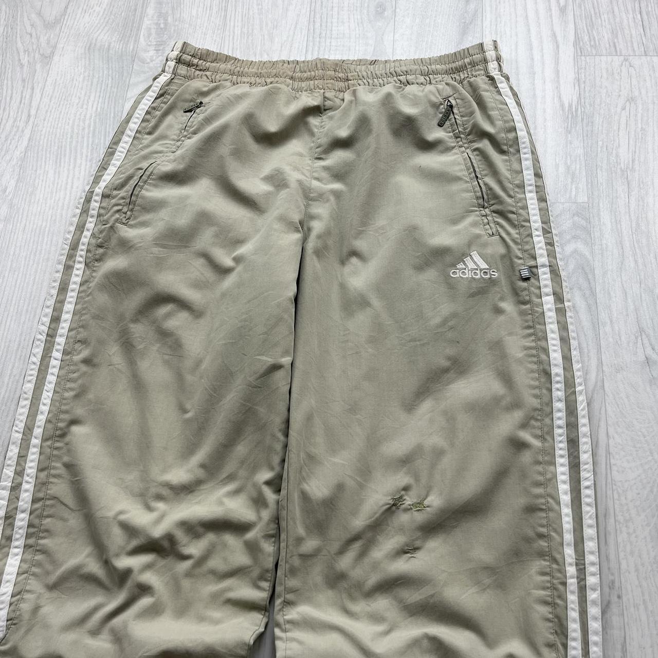VINTAGE Y2K ADIDAS BAGGY TRACKSUIT BOTTOMS BEIGE