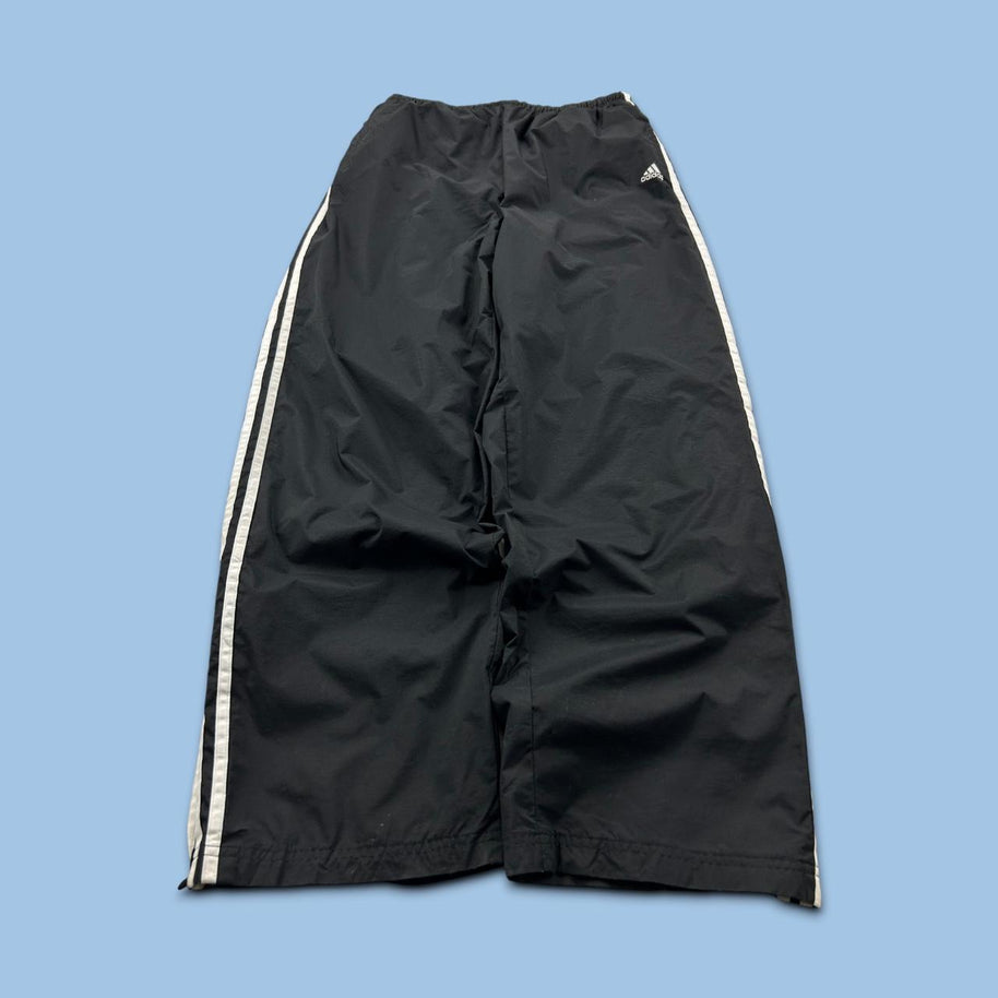 VINTAGE Y2K ADIDAS SIDE STRIPE WIDE LEG TRACKSUIT BOTTOMS BLACK