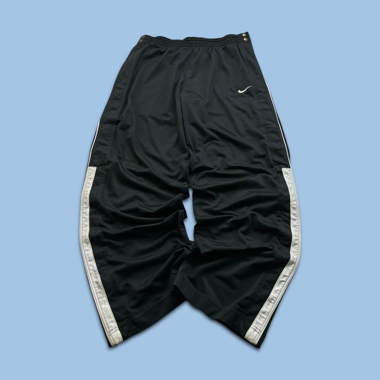VINTAGE Y2K NIKE BASKETBALL WIDE LEG TRACKSUIT BOTTOMS BLACK