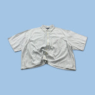 VINTAGE 00s RALPH LAUREN STRIPED CROPPED SHORT SLEEVE BUTTON UP SHIRT WHITE