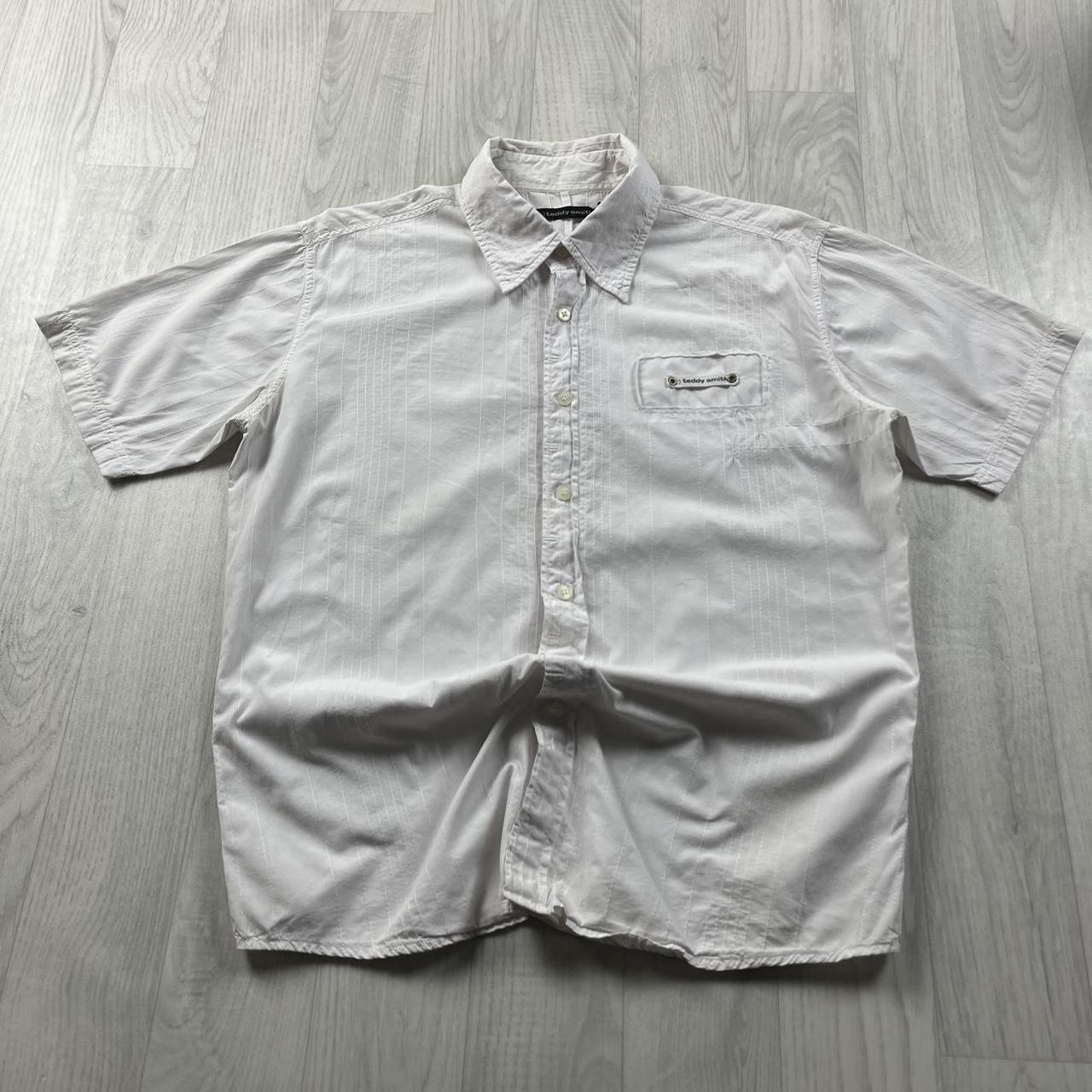 VINTAGE Y2K TEDDY SMITH SHORT SLEEVE SHIRT WHITE