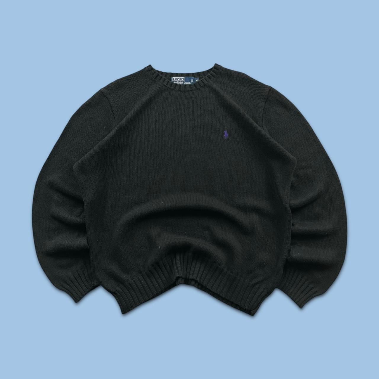 VINTAGE Y2K POLO RALPH LAUREN CHUNKY KNITTED JUMPER BLACK