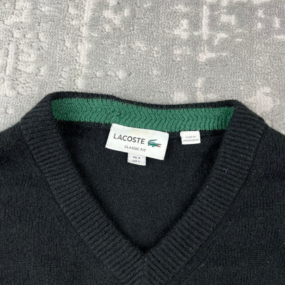 VINTAGE Y2K LACOSTE WOOL KNITTED JUMPER BLACK