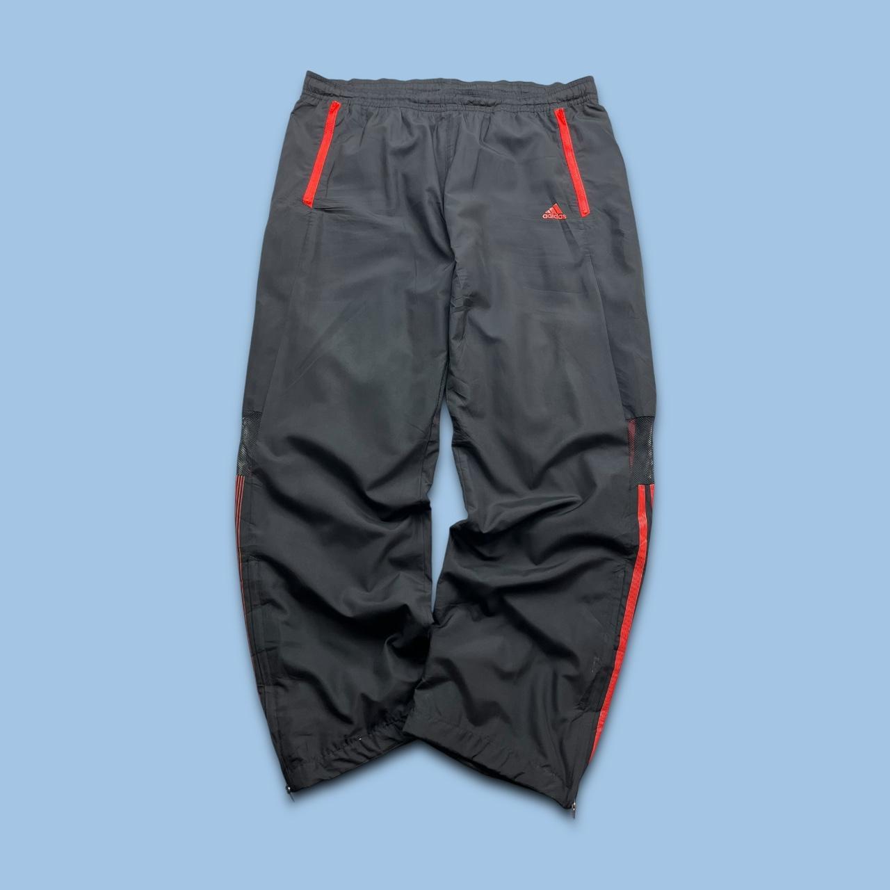 VINTAGE Y2K ADIDAS F50 BAGGY TRACKSUIT BOTTOMS BLACK / ORANGE