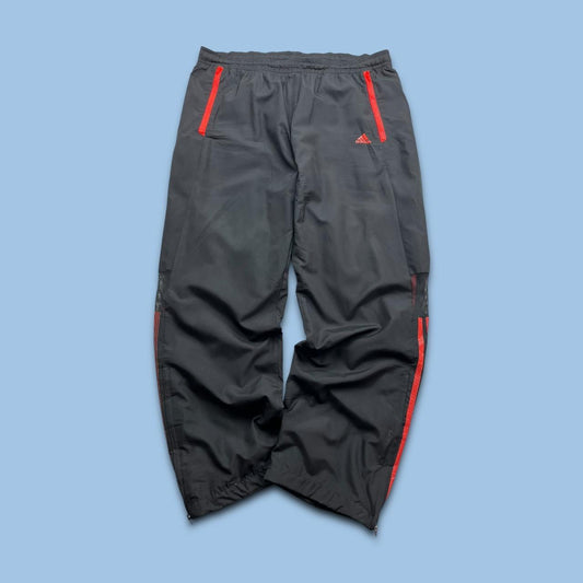 VINTAGE Y2K ADIDAS F50 BAGGY TRACKSUIT BOTTOMS BLACK / ORANGE