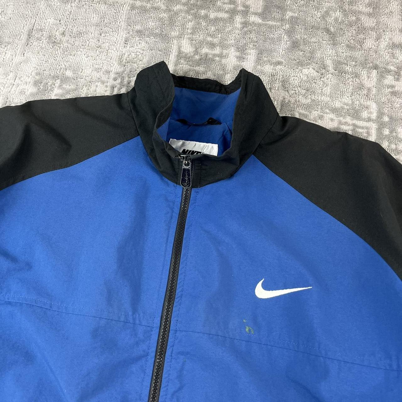VINTAGE 90s NIKE SPORTY WINDBREAKER TRACKSUIT JACKET BLUE / BLACK