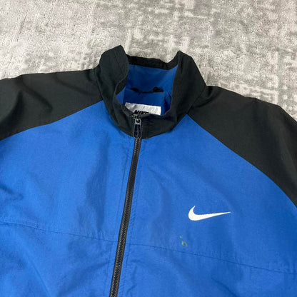 VINTAGE 90s NIKE SPORTY WINDBREAKER TRACKSUIT JACKET BLUE / BLACK