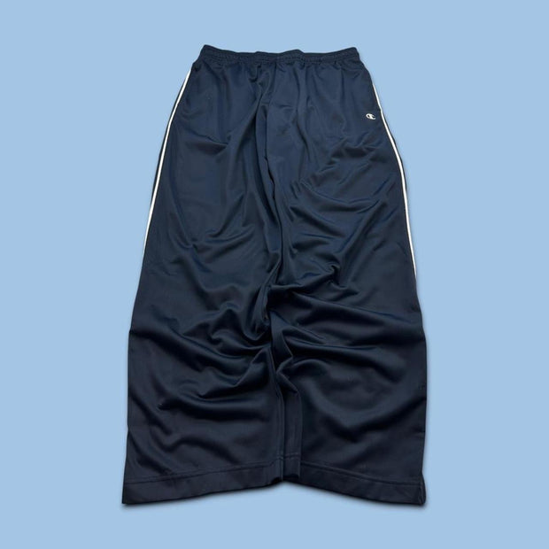 VINTAGE Y2K CHAMPION STRIPE BAGGY TRACKSUIT BOTTOMS NAVY