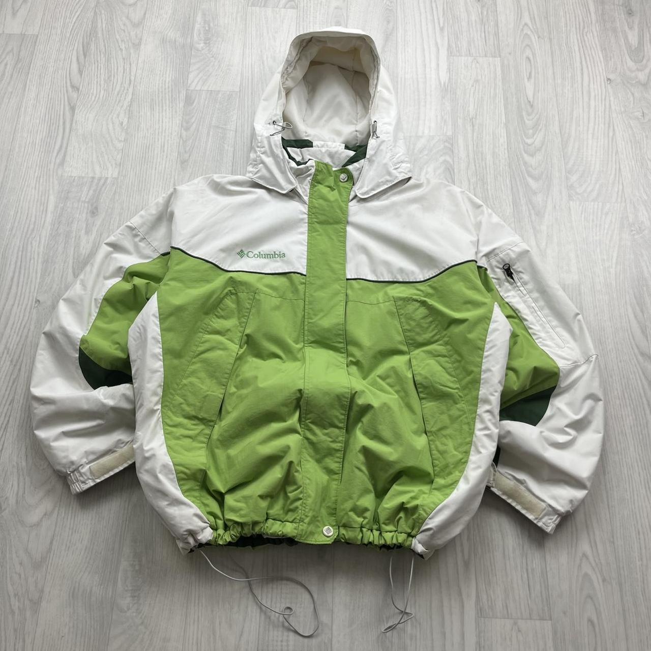 VINTAGE 00s COLUMBIA PANELLED TECHNICAL HOODED JACKET WHITE GREEN