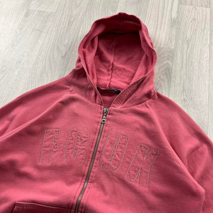 VINTAGE Y2K FCUK SPELL OUT ZIP UP HOODIE PINK