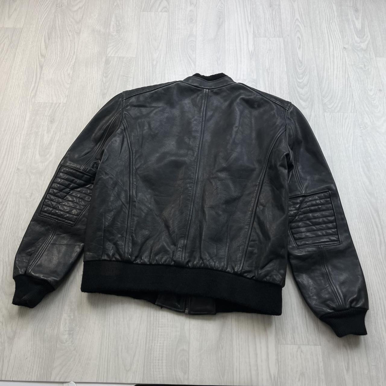 VINTAGE Y2K LEATHER BOMBER JACKET BLACK