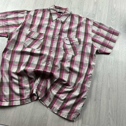 VINTAGE Y2K ONEILL SHORT SLEEVE CHECKERED SHIRT PINK