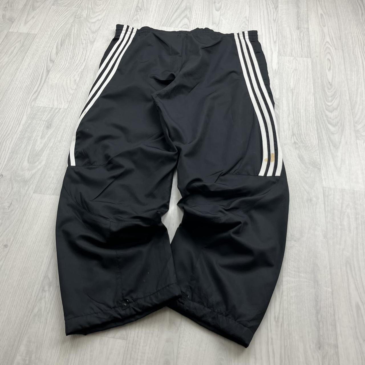 VINTAGE Y2K ADIDAS SIDE STRIPE BAGGY TRACKSUIT BOTTOMS BLACK