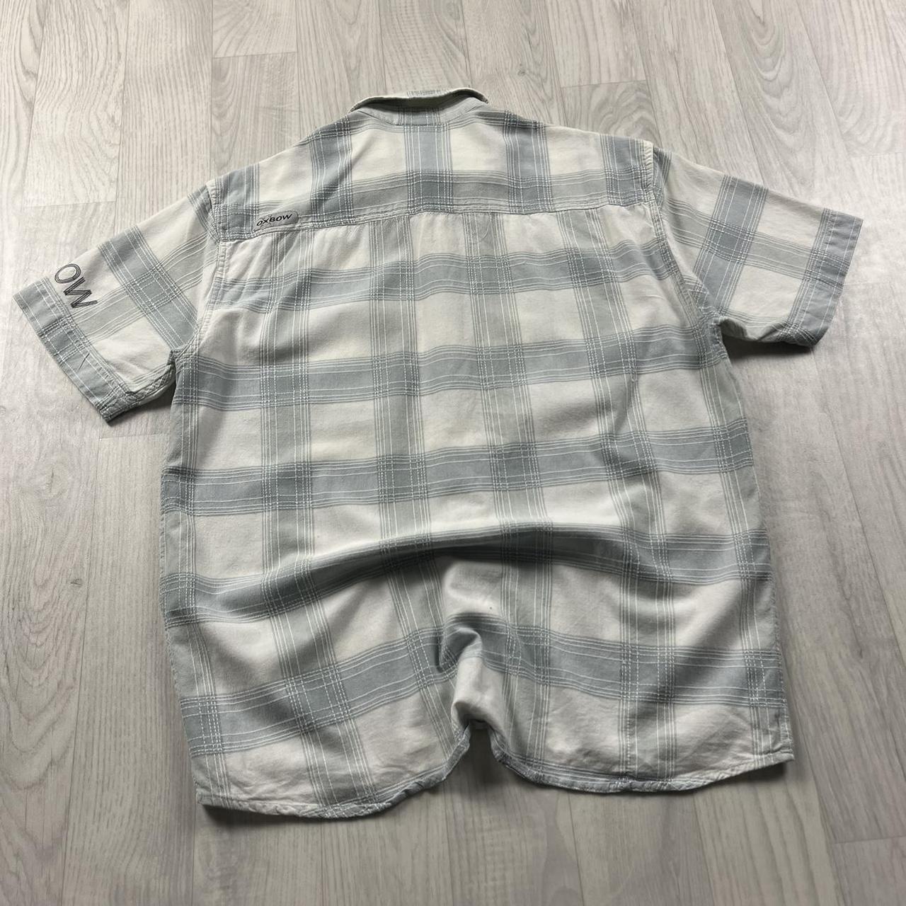 VINTAGE Y2K OXBOW CHECKERED SHORT SLEEVE SHIRT WHITE BLUE
