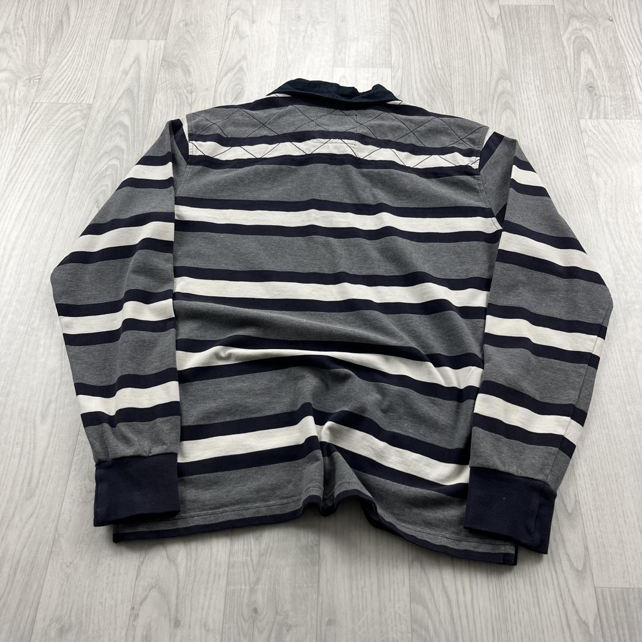 VINTAGE Y2K NORTH SAILS STRIPED LONG SLEEVE RUGBY POLO SHIRT GREY