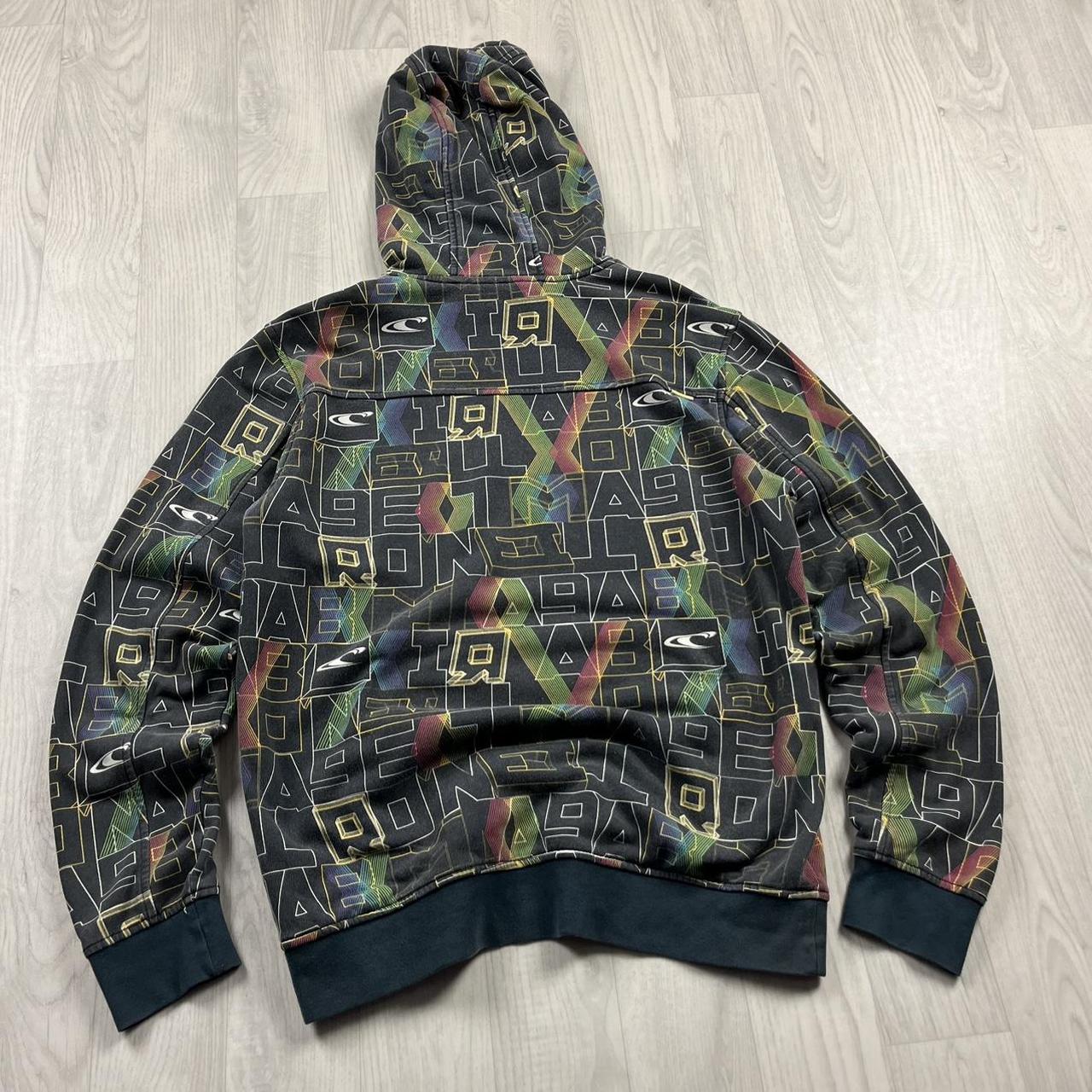 VINTAGE Y2K O’NEILL GRAPHIC ALL OVER PRINT HOODIE FADED BLACK