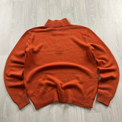 VINTAGE Y2K POLO RALPH LAUREN QUARTER ZIP CHUNKY KNITTED JUMPER ORANGE