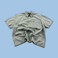 VINTAGE 00s TIMBERLAND CHECKERED CROPPED SHORT SLEEVE BUTTON UP SHIRT GREEN