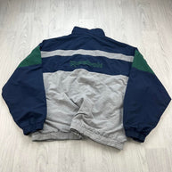 VINTAGE 90s REEBOK WINDBREAKER TRACK JACKET GREY / NAVY