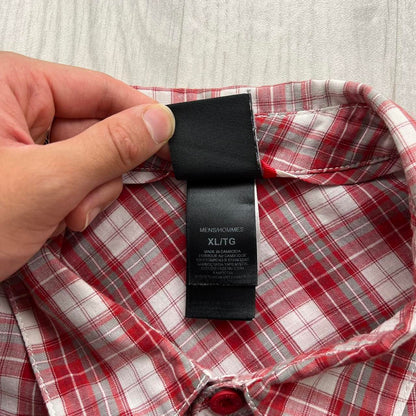 VINTAGE Y2K THE NORTH FACE CHECKERED SHORT SLEEVE BUTTON UP SHIRT RED