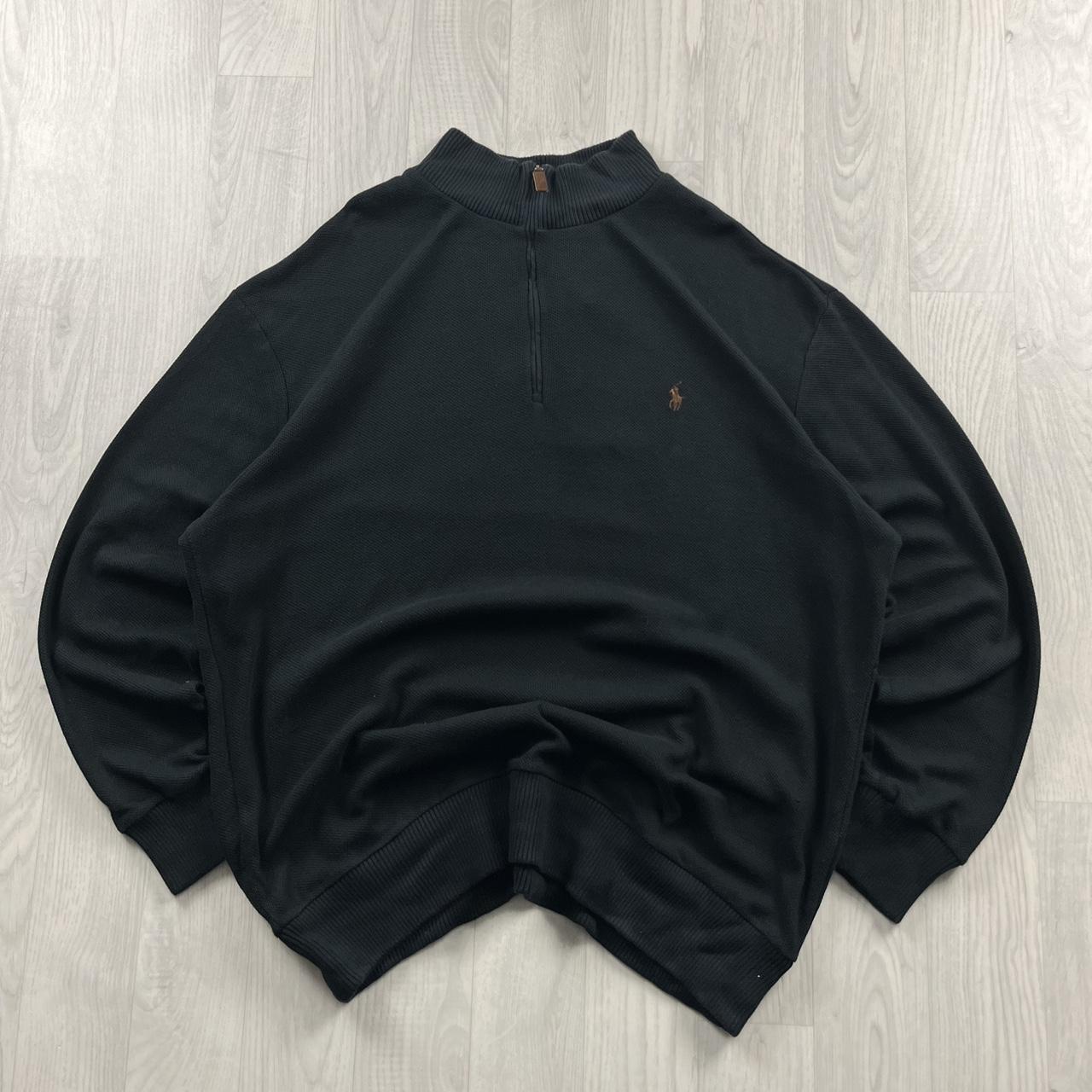 VINTAGE Y2K POLO RALPH LAUREN QUARTER ZIP KNITTED JUMPER BLACK