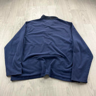 VINTAGE Y2K STRIPED LONG SLEEVE RUGBY POLO SHIRT NAVY BLUE