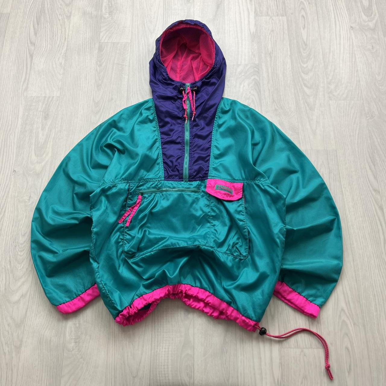 VINTAGE Y2K COLUMBIA QUARTER ZIP HOODED WINDBREAKER TRACK JACKET