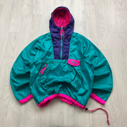 VINTAGE Y2K COLUMBIA QUARTER ZIP HOODED WINDBREAKER TRACK JACKET