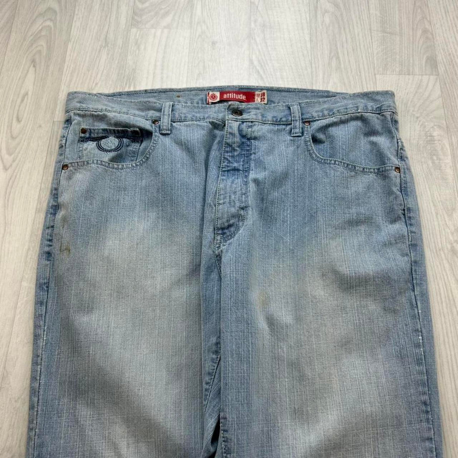 VINTAGE Y2K EMBROIDERED BAGGY JEANS BLUE