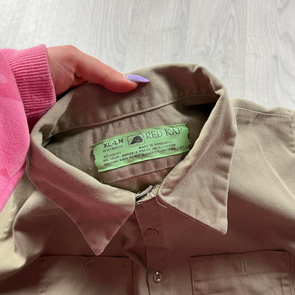 VINTAGE Y2K UTILITY SHORT SLEEVE SHIRT BEIGE