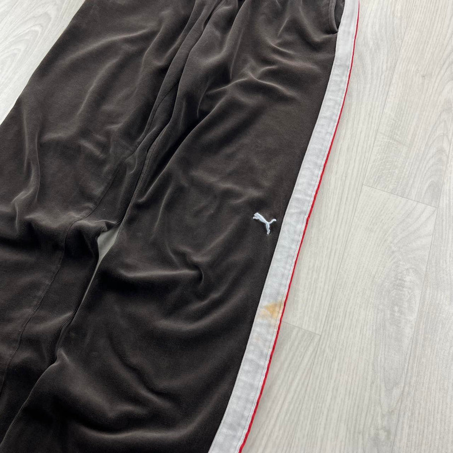 VINTAGE Y2K PUMA LOW RISE VELOUR TRACKSUIT BOTTOMS BROWN