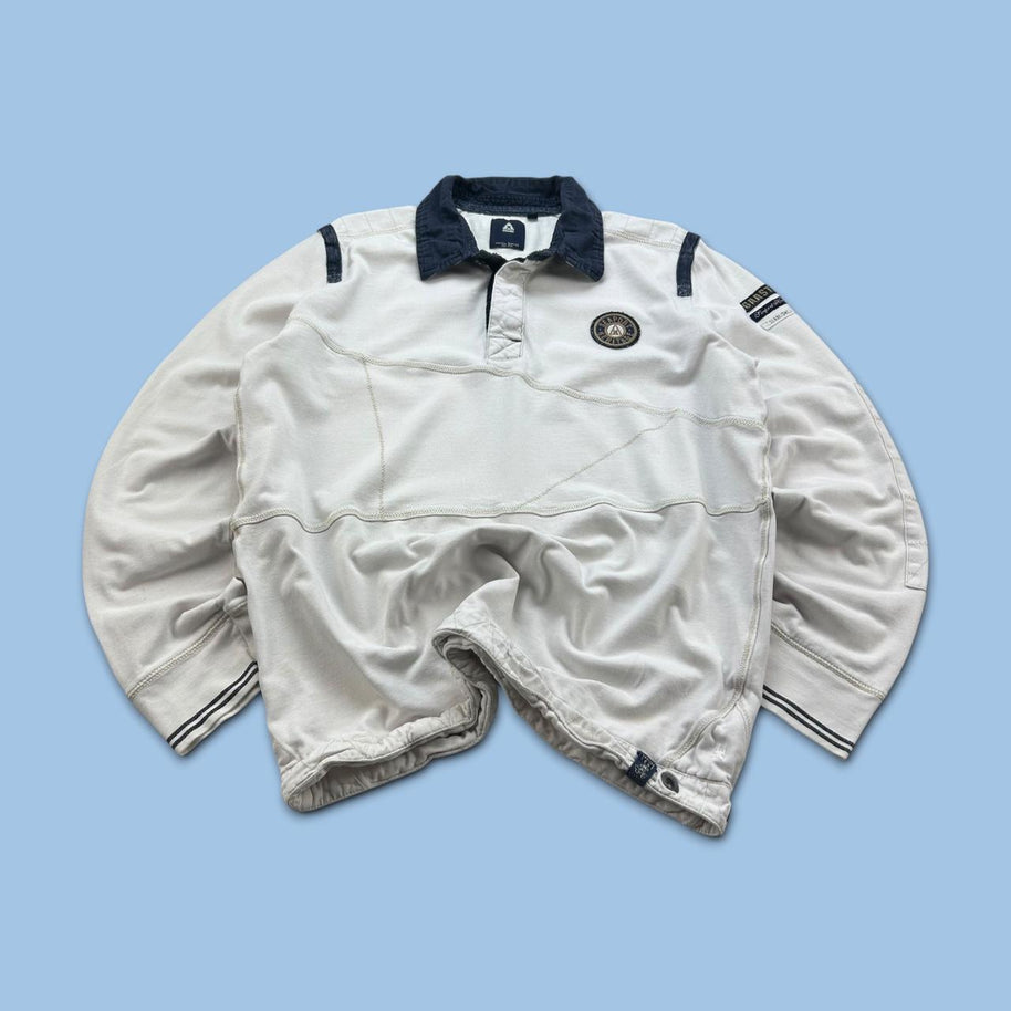 VINTAGE Y2K LONG SLEEVE RUGBY POLO SHIRT WHITE