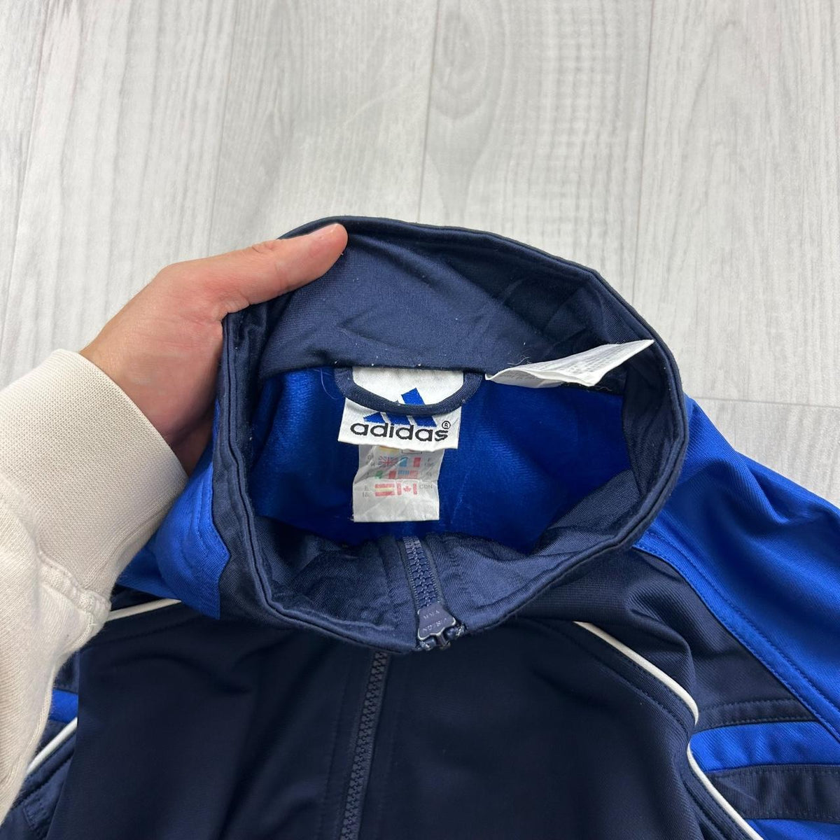 VINTAGE 90s ADIDAS ZIP UP TRACK JACKET NAVY / BLUE