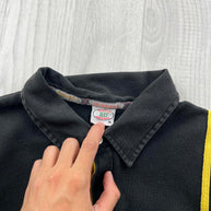 VINTAGE Y2K HEAVYWEIGHT LONG SLEEVE RUGBY POLO SHIRT BLACK