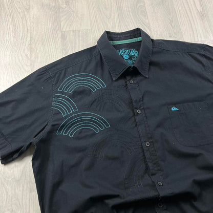 VINTAGE Y2K QUIKSILVER SHORT SLEEVE SHIRT NAVY BLUE